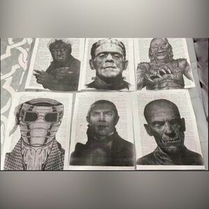 Classic Horror Movie Character themed dictionary art prints